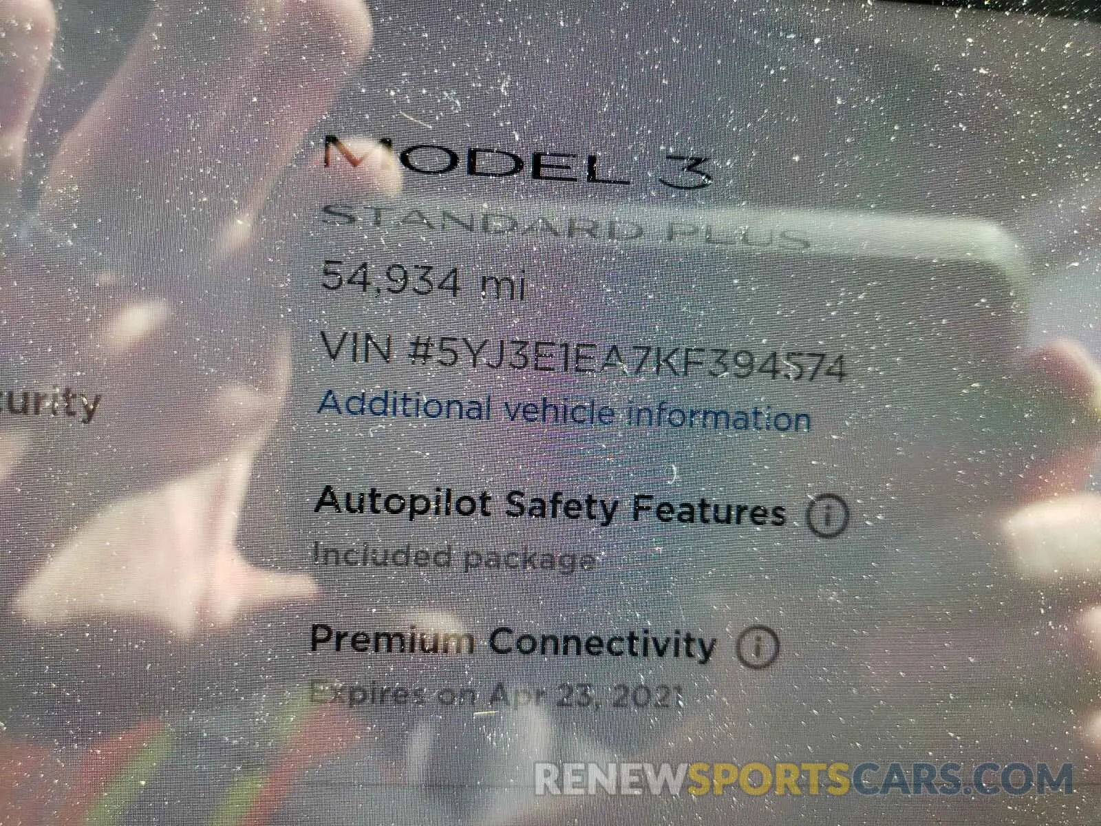 8 fotografías del automóvil dañado 5YJ3E1EA7KF394574 TESLA MODEL 3 2019