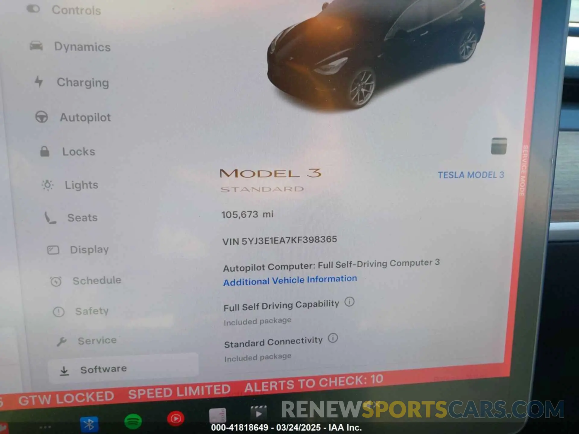 7 fotografías del automóvil dañado 5YJ3E1EA7KF398365 TESLA MODEL 3 2019
