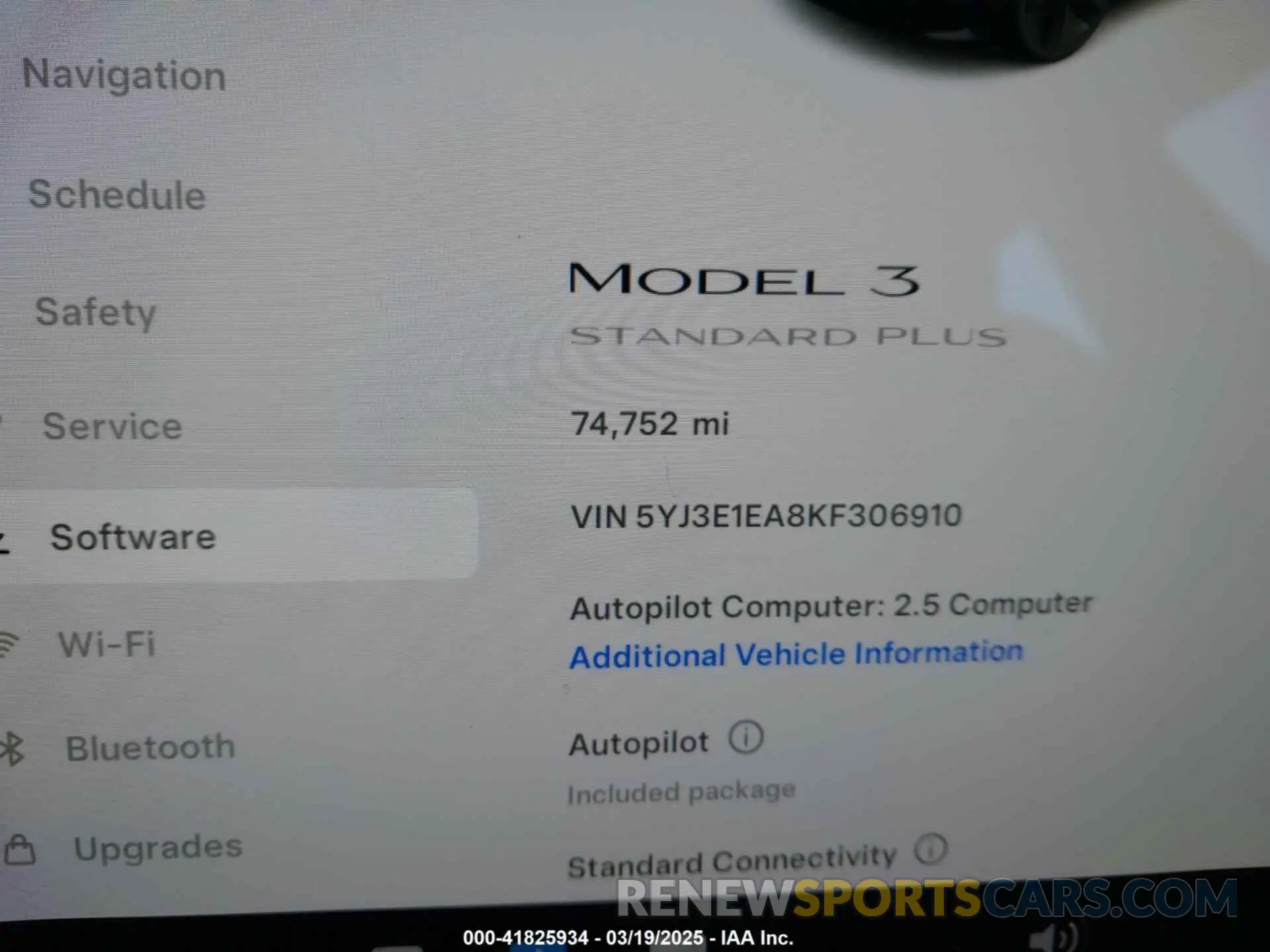15 fotografías del automóvil dañado 5YJ3E1EA8KF306910 TESLA MODEL 3 2019