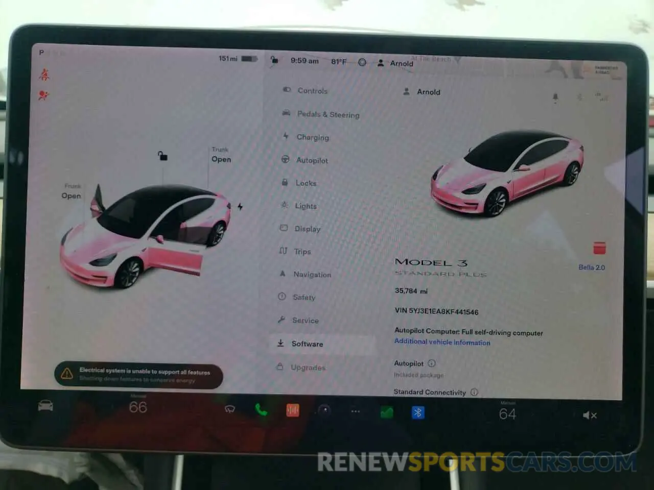 8 fotografías del automóvil dañado 5YJ3E1EA8KF441546 TESLA MODEL 3 2019