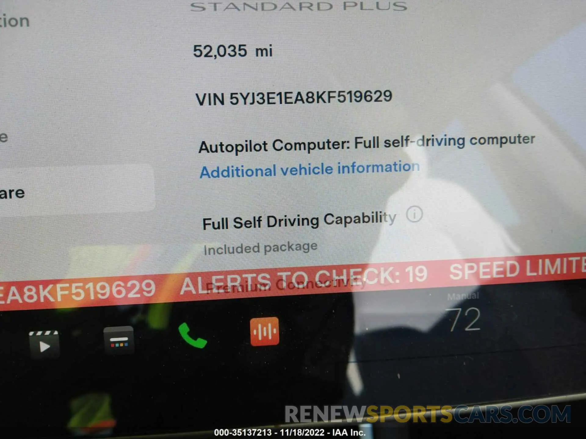 7 fotografías del automóvil dañado 5YJ3E1EA8KF519629 TESLA MODEL 3 2019