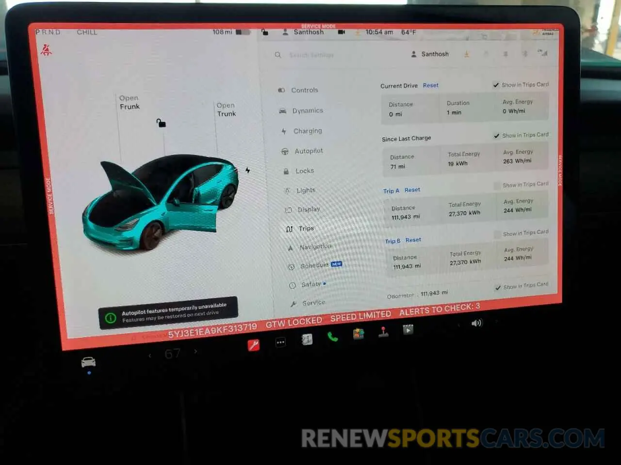 9 fotografías del automóvil dañado 5YJ3E1EA9KF313719 TESLA MODEL 3 2019
