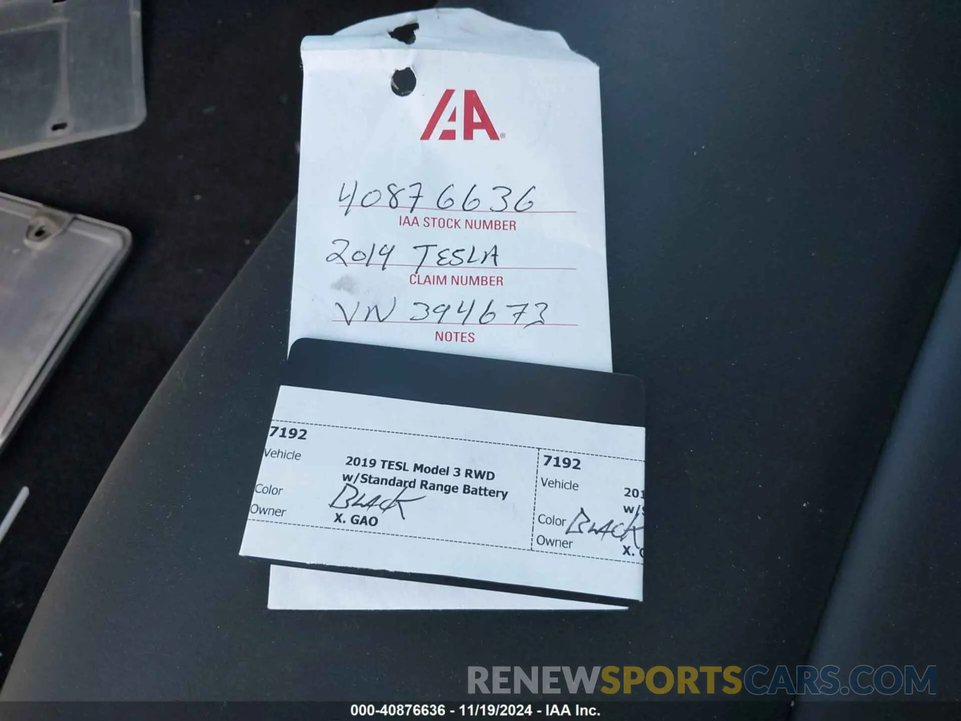 9 fotografías del automóvil dañado 5YJ3E1EA9KF394673 TESLA MODEL 3 2019