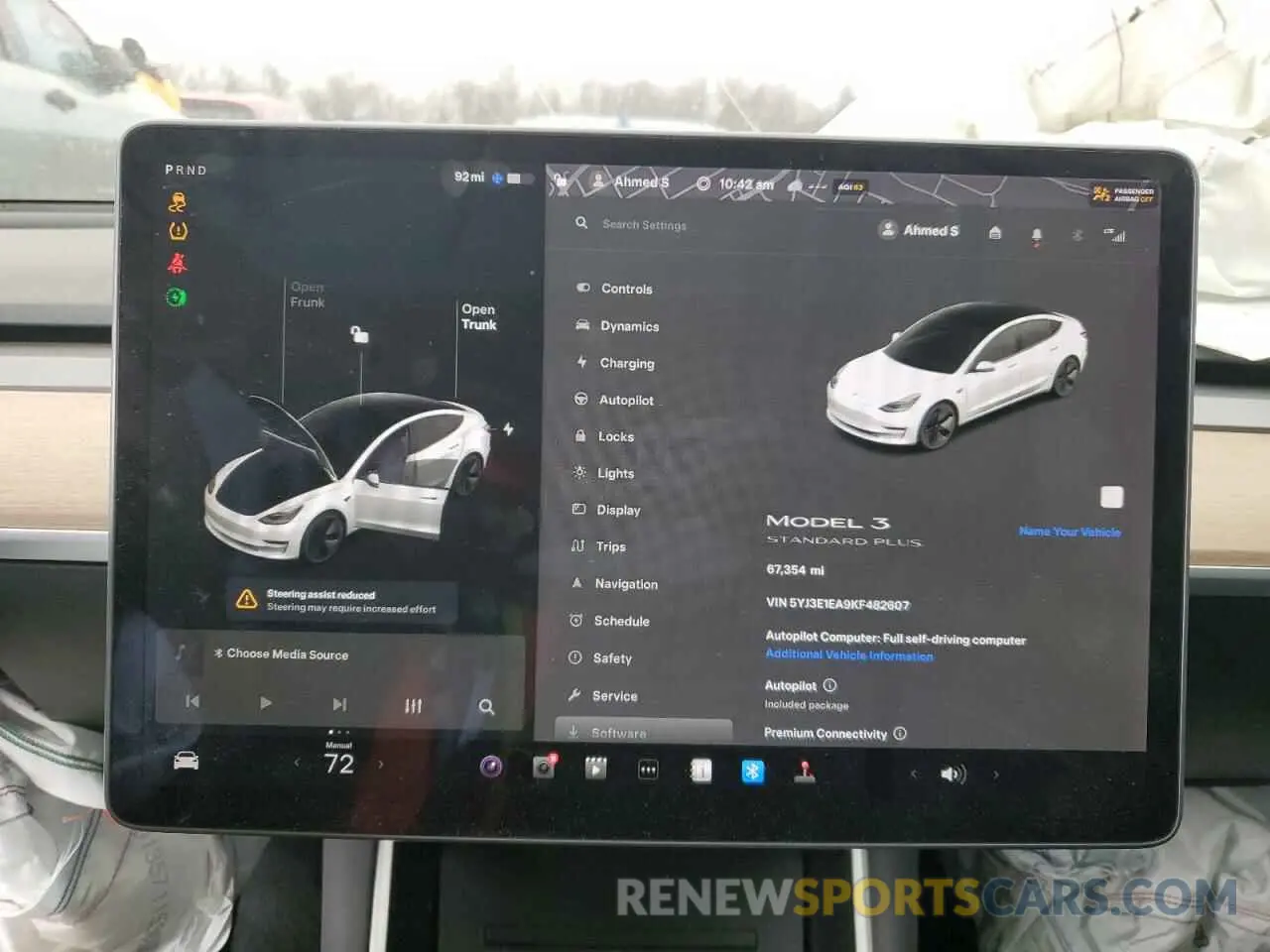 9 fotografías del automóvil dañado 5YJ3E1EA9KF482607 TESLA MODEL 3 2019