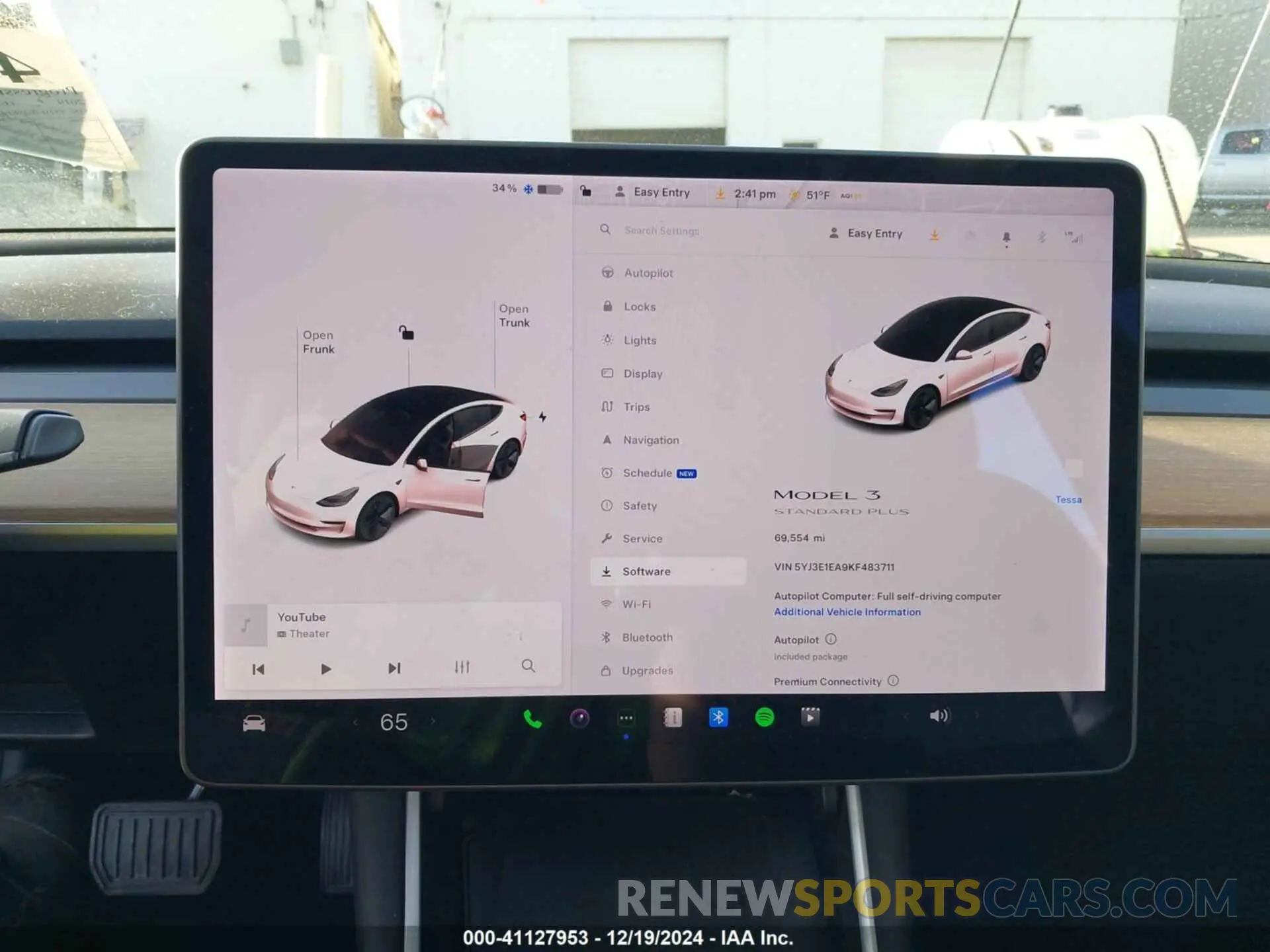 7 fotografías del automóvil dañado 5YJ3E1EA9KF483711 TESLA MODEL 3 2019