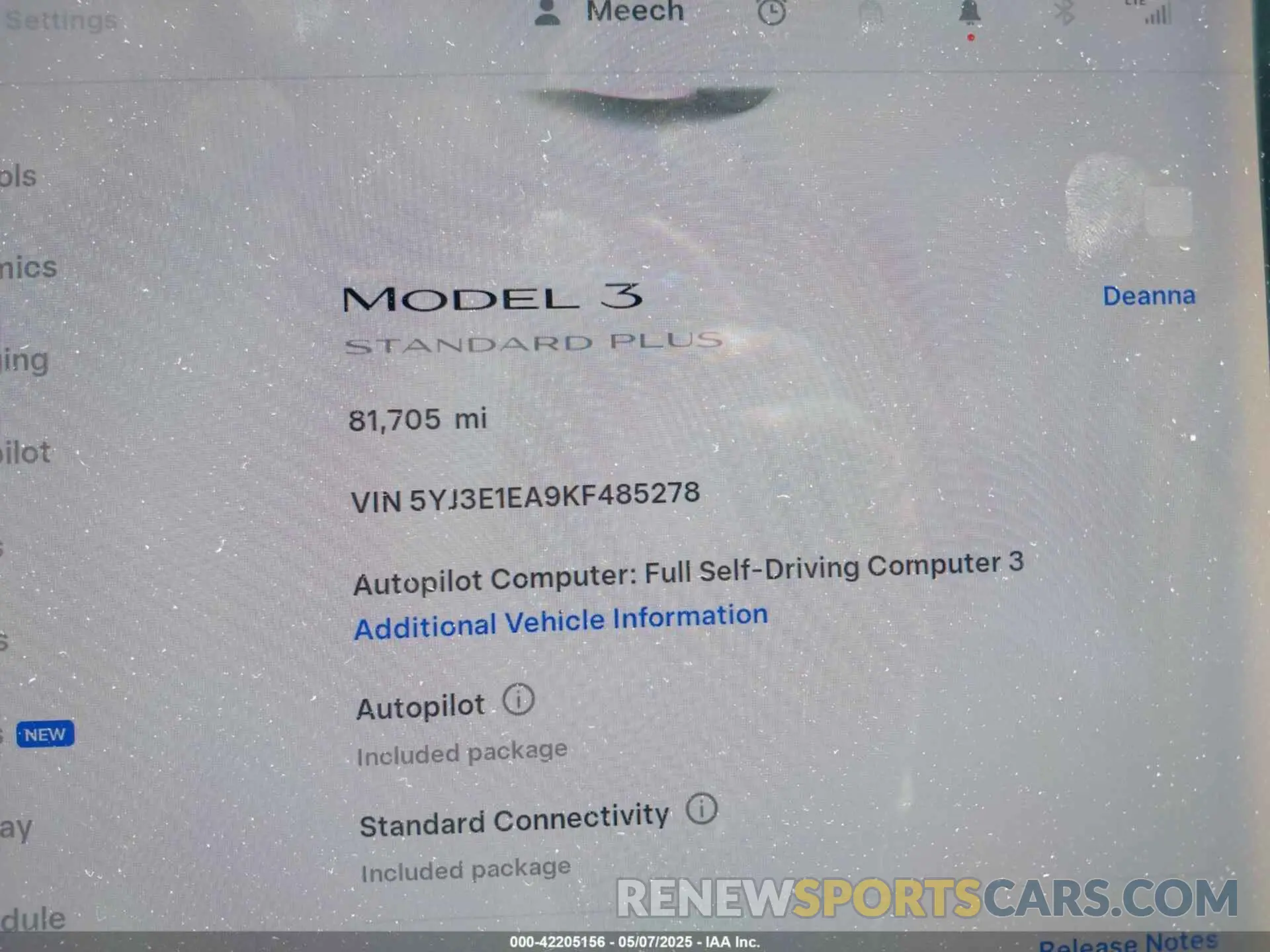 15 fotografías del automóvil dañado 5YJ3E1EA9KF485278 TESLA MODEL 3 2019