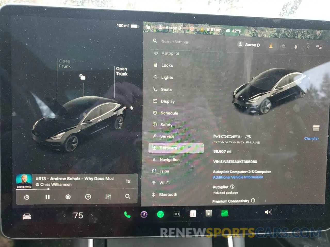 9 fotografías del automóvil dañado 5YJ3E1EAXKF305080 TESLA MODEL 3 2019