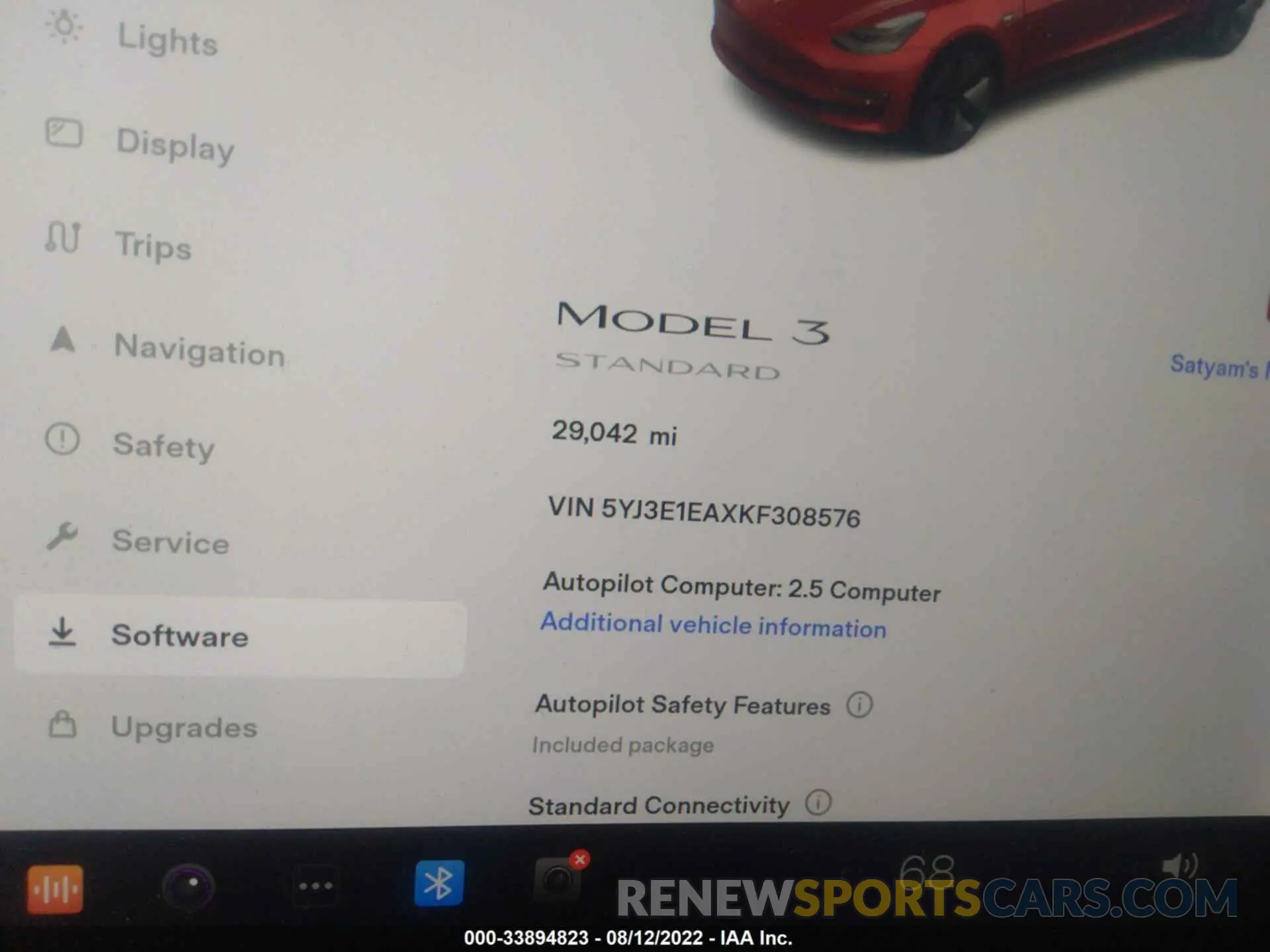 7 fotografías del automóvil dañado 5YJ3E1EAXKF308576 TESLA MODEL 3 2019