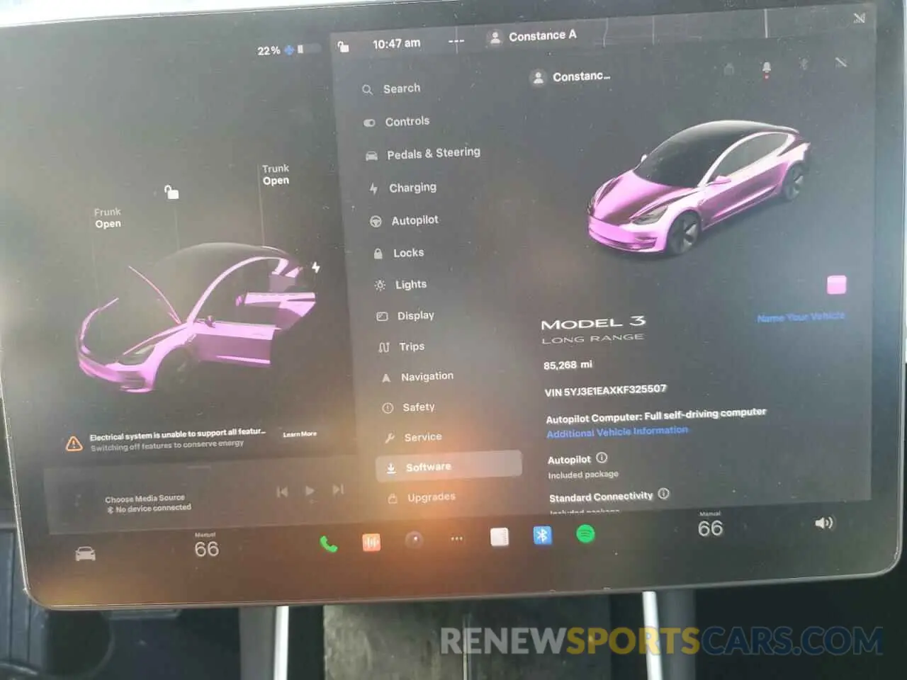 9 fotografías del automóvil dañado 5YJ3E1EAXKF325507 TESLA MODEL 3 2019