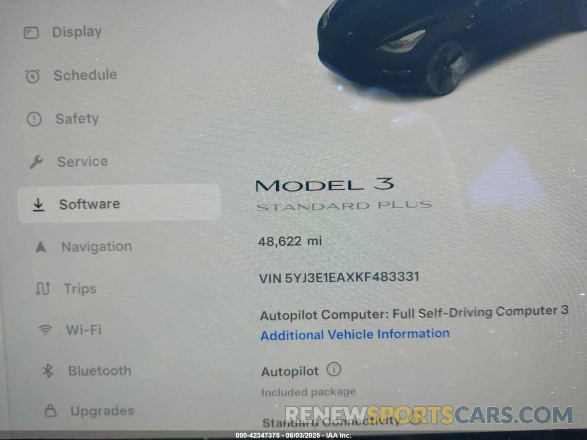 7 fotografías del automóvil dañado 5YJ3E1EAXKF483331 TESLA MODEL 3 2019