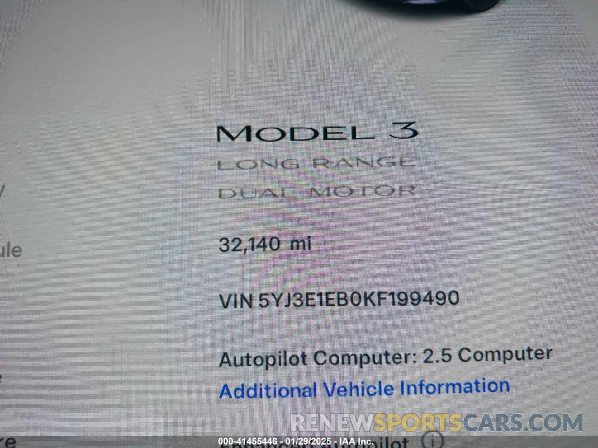 14 fotografías del automóvil dañado 5YJ3E1EB0KF199490 TESLA MODEL 3 2019
