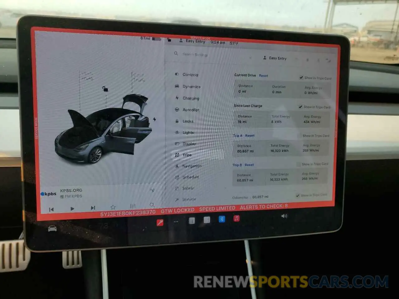 9 fotografías del automóvil dañado 5YJ3E1EB0KF238370 TESLA MODEL 3 2019