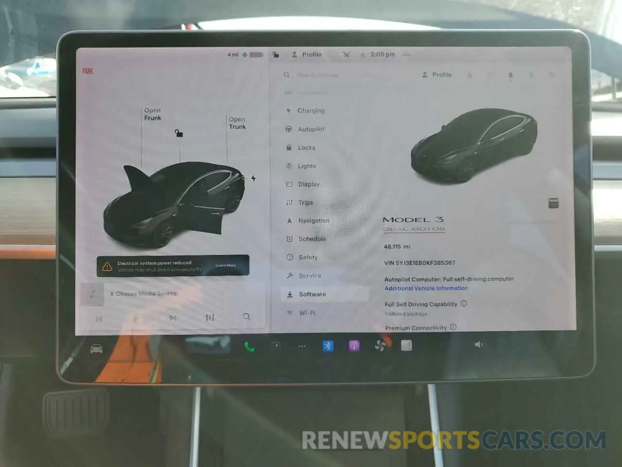 9 fotografías del automóvil dañado 5YJ3E1EB0KF385367 TESLA MODEL 3 2019