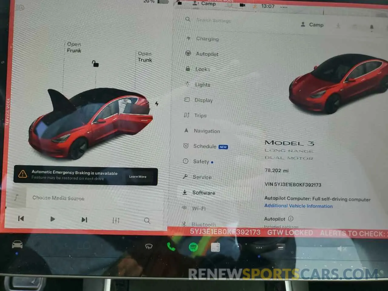 9 fotografías del automóvil dañado 5YJ3E1EB0KF392173 TESLA MODEL 3 2019
