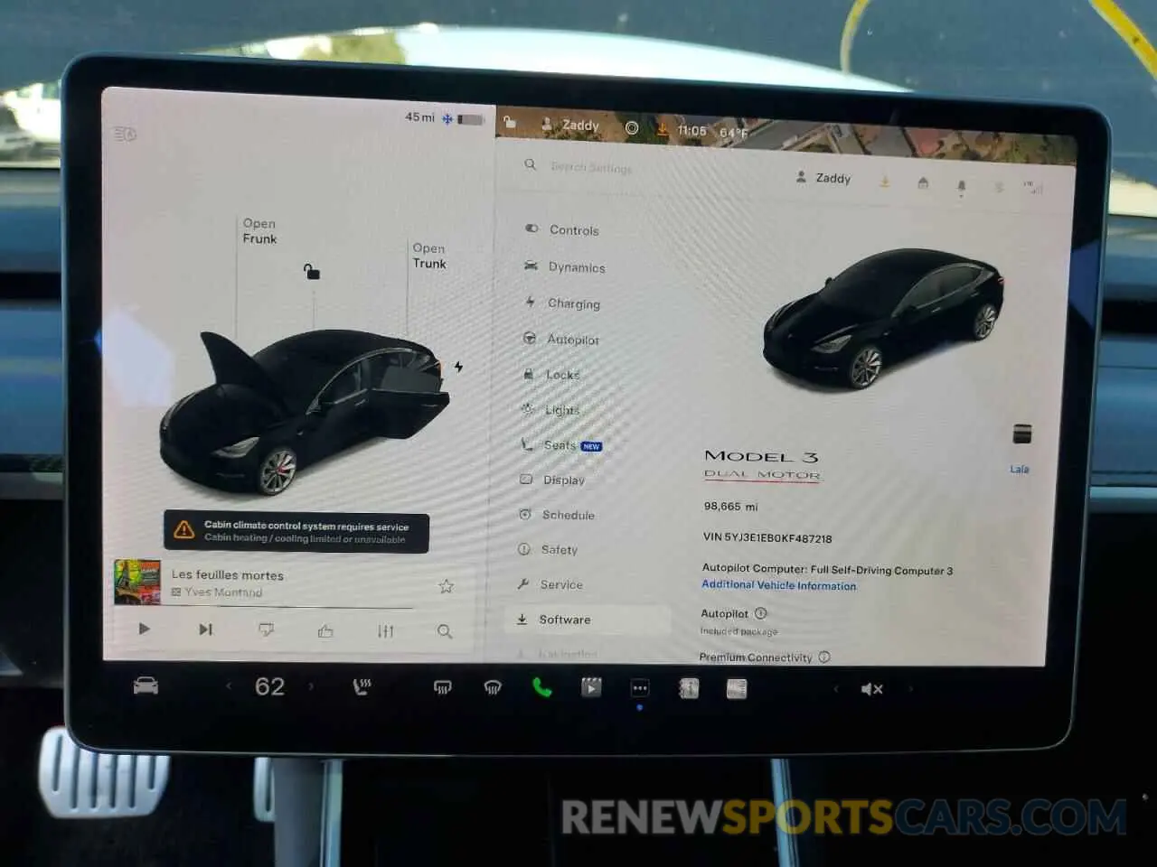 9 fotografías del automóvil dañado 5YJ3E1EB0KF487218 TESLA MODEL 3 2019