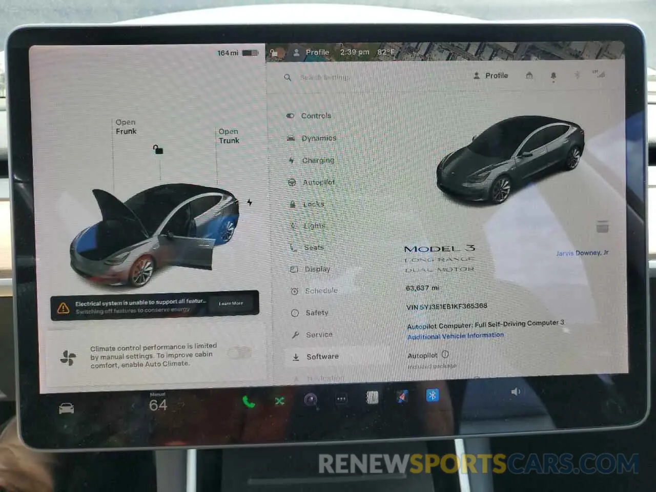 9 fotografías del automóvil dañado 5YJ3E1EB1KF365368 TESLA MODEL 3 2019