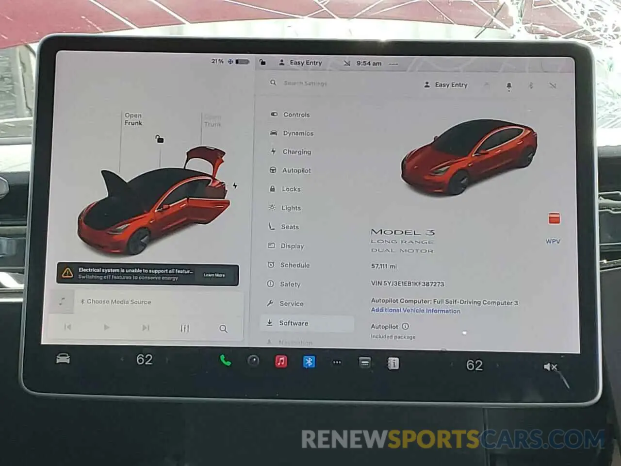 9 fotografías del automóvil dañado 5YJ3E1EB1KF387273 TESLA MODEL 3 2019