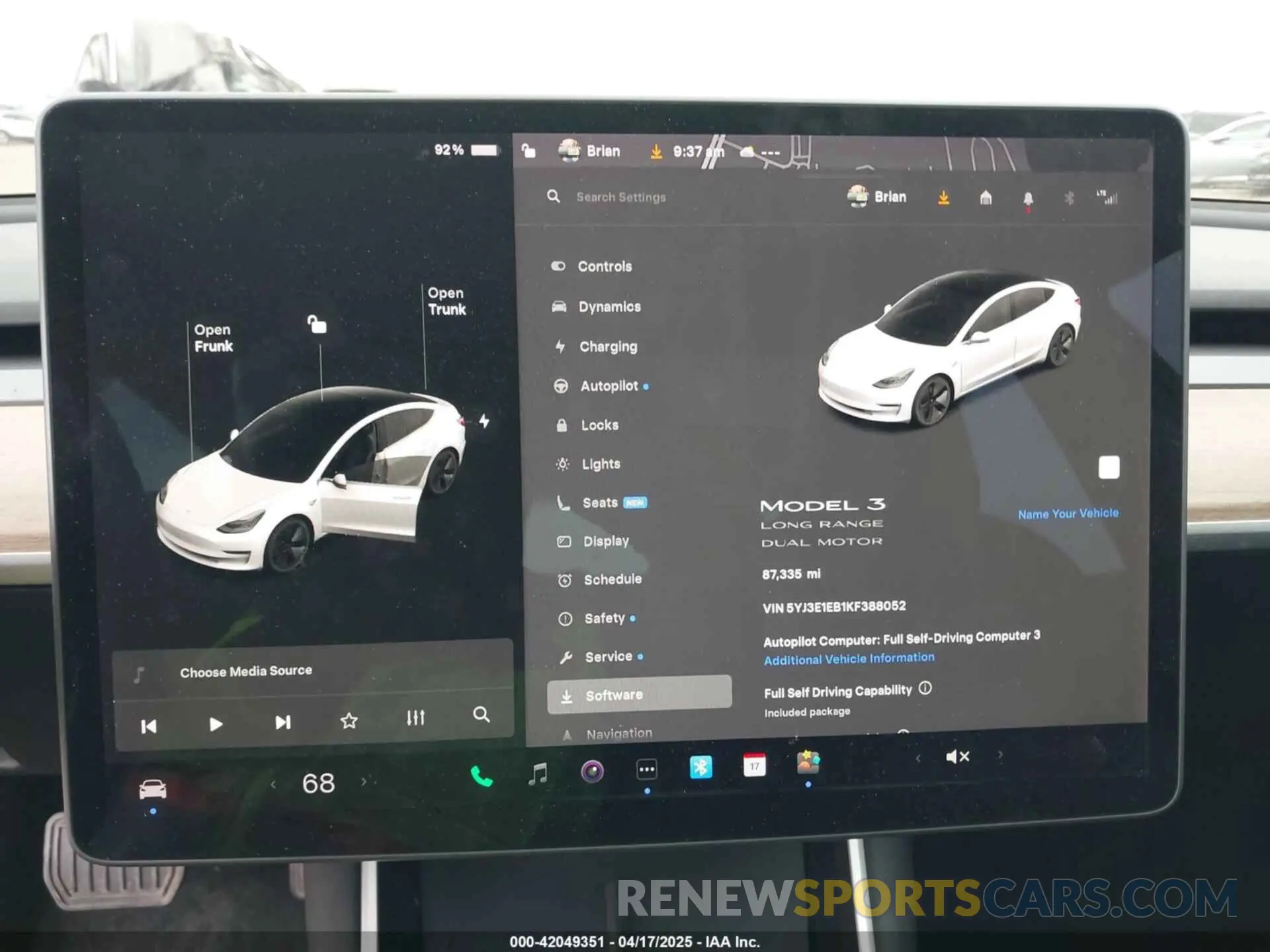 19 fotografías del automóvil dañado 5YJ3E1EB1KF388052 TESLA MODEL 3 2019