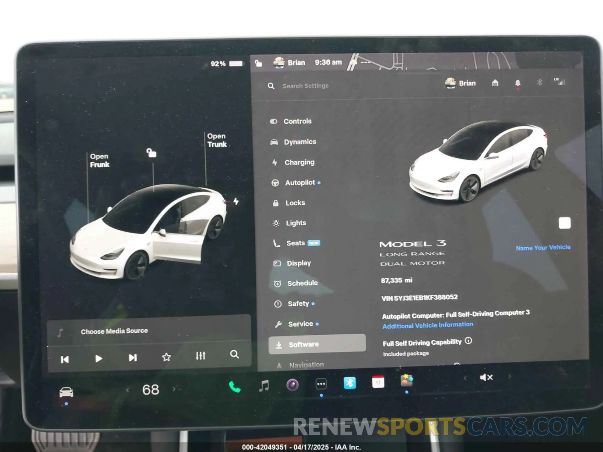 7 fotografías del automóvil dañado 5YJ3E1EB1KF388052 TESLA MODEL 3 2019