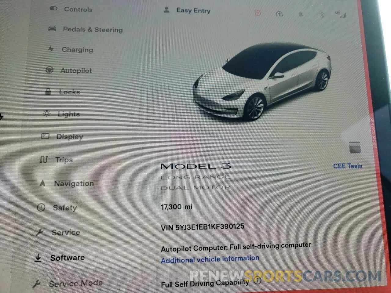 8 fotografías del automóvil dañado 5YJ3E1EB1KF390125 TESLA MODEL 3 2019