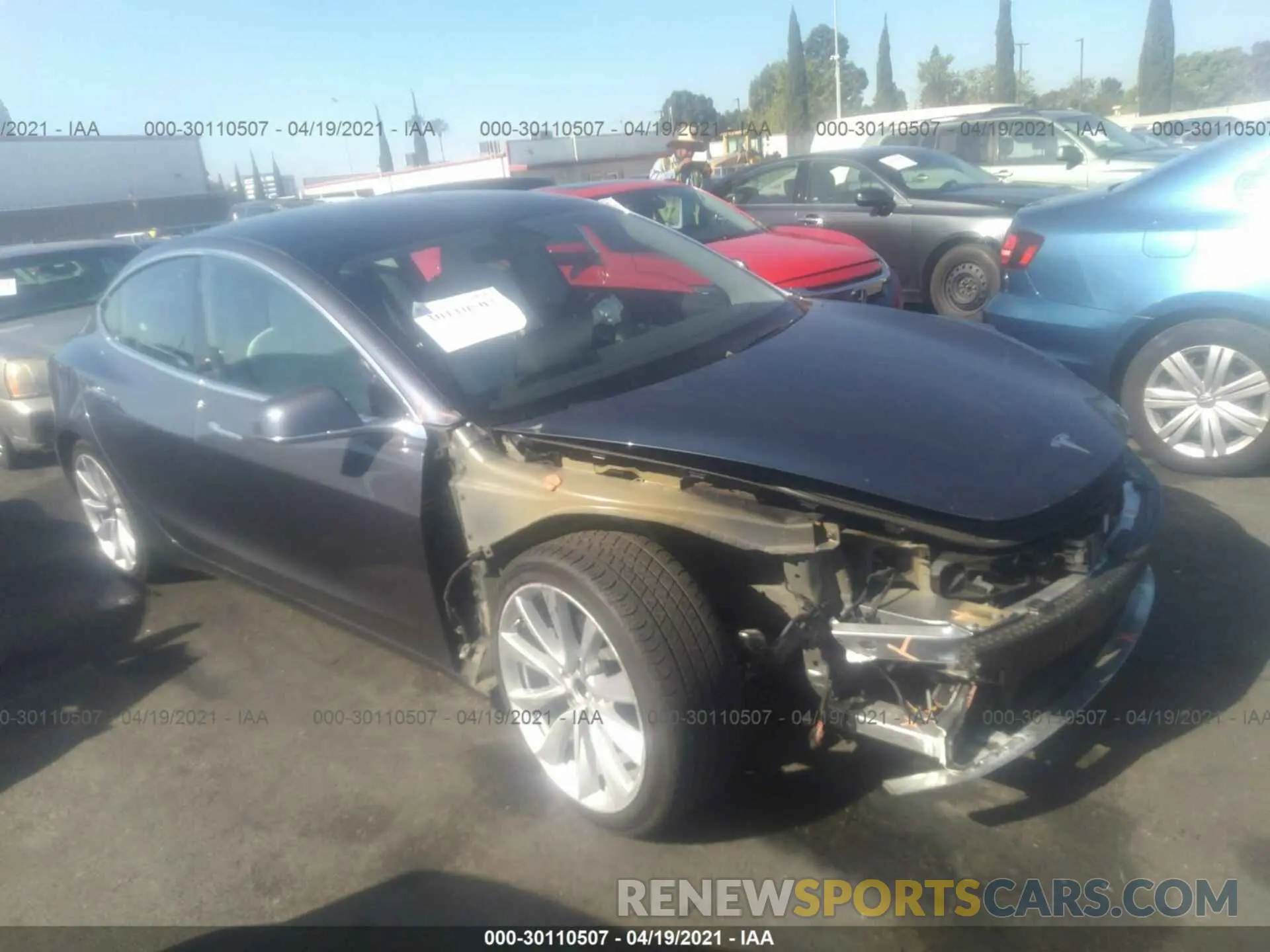 6 fotografías del automóvil dañado 5YJ3E1EB1KF391727 TESLA MODEL 3 2019