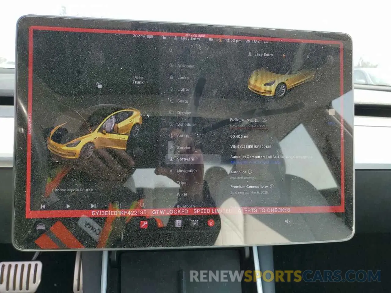 9 fotografías del automóvil dañado 5YJ3E1EB1KF422135 TESLA MODEL 3 2019