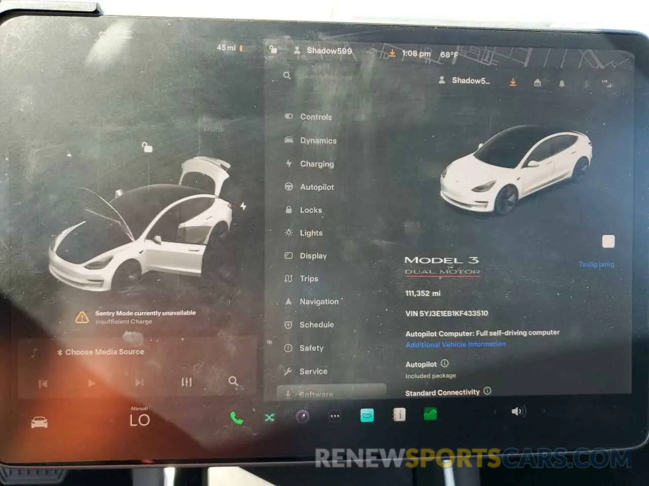 9 fotografías del automóvil dañado 5YJ3E1EB1KF433510 TESLA MODEL 3 2019