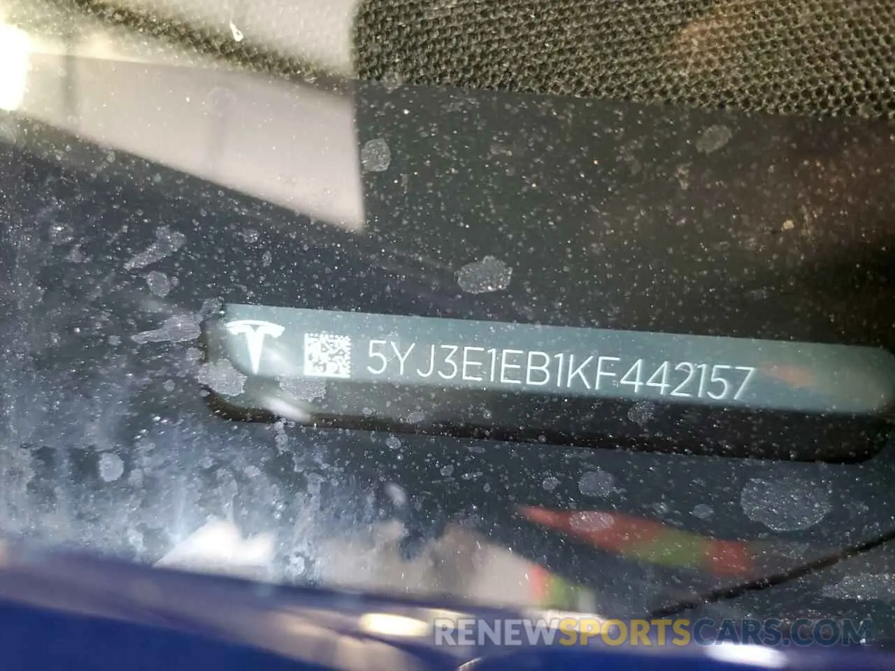 10 fotografías del automóvil dañado 5YJ3E1EB1KF442157 TESLA MODEL 3 2019