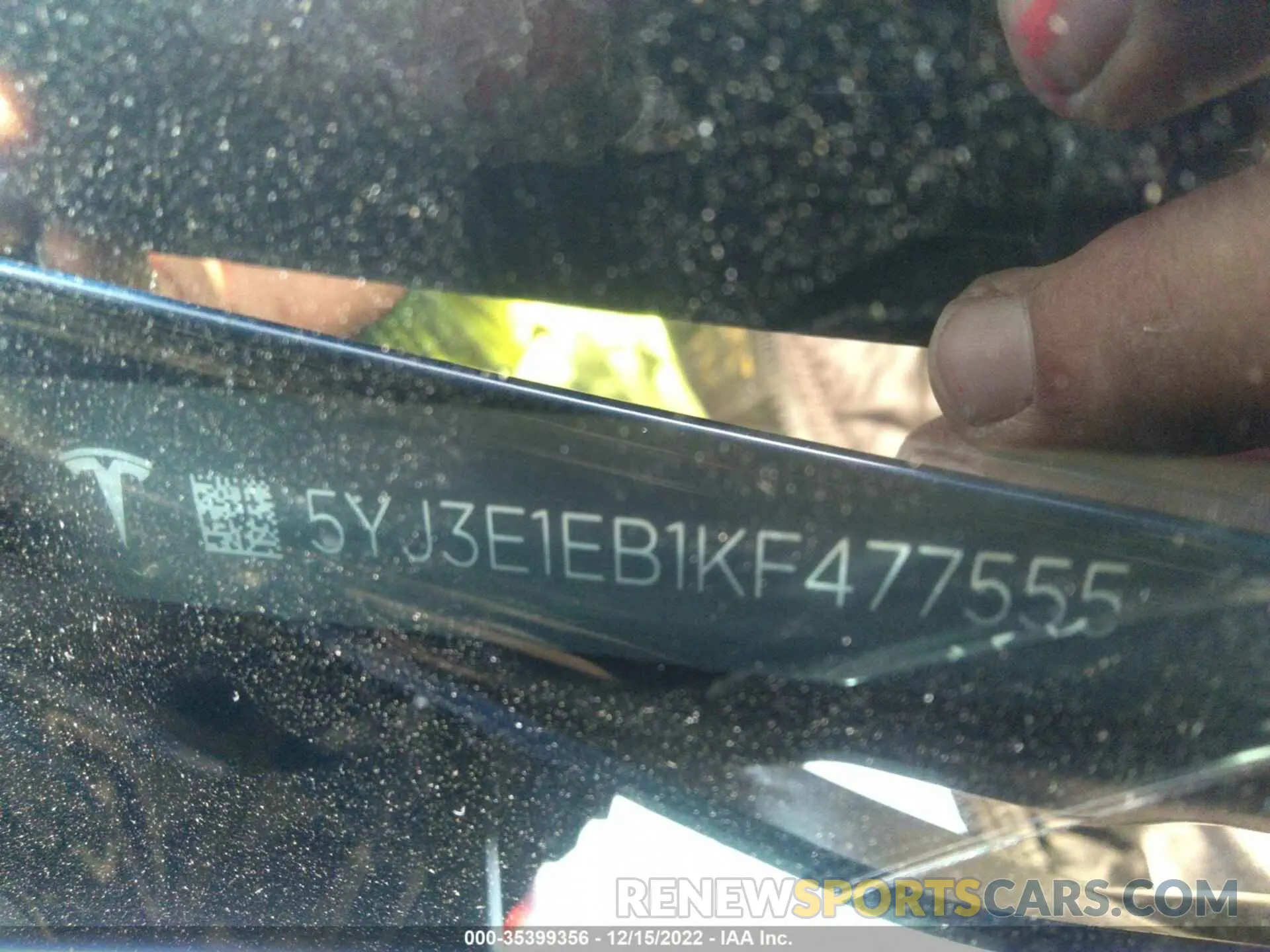 9 fotografías del automóvil dañado 5YJ3E1EB1KF477555 TESLA MODEL 3 2019