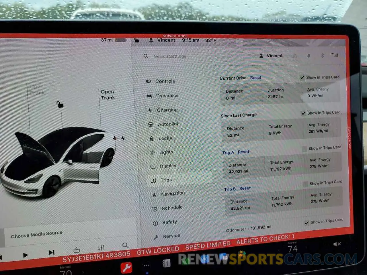 9 fotografías del automóvil dañado 5YJ3E1EB1KF493805 TESLA MODEL 3 2019