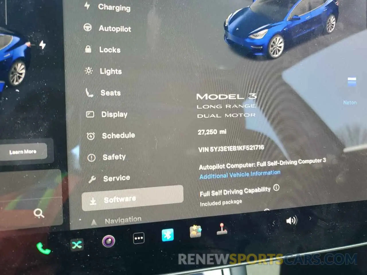 9 fotografías del automóvil dañado 5YJ3E1EB1KF521716 TESLA MODEL 3 2019