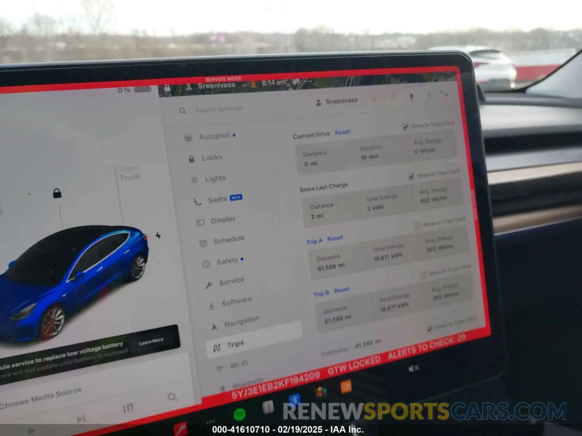 7 fotografías del automóvil dañado 5YJ3E1EB2KF194209 TESLA MODEL 3 2019
