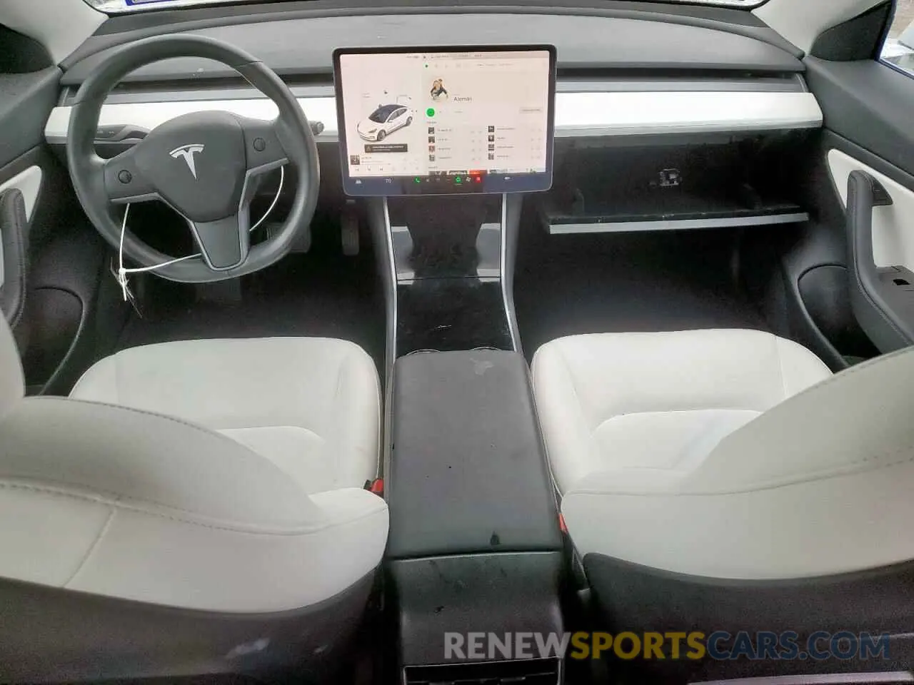 8 fotografías del automóvil dañado 5YJ3E1EB2KF392305 TESLA MODEL 3 2019