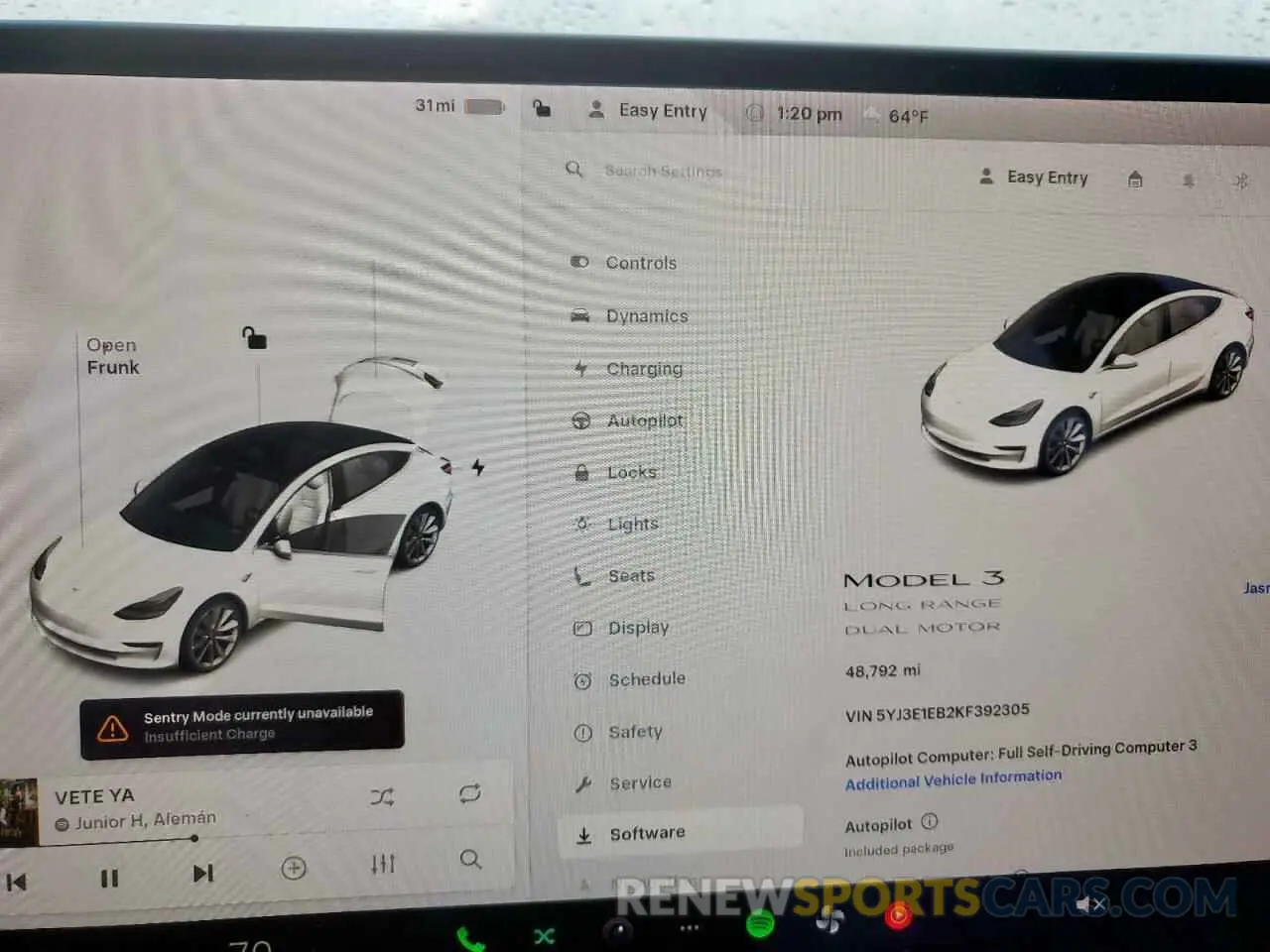 9 fotografías del automóvil dañado 5YJ3E1EB2KF392305 TESLA MODEL 3 2019