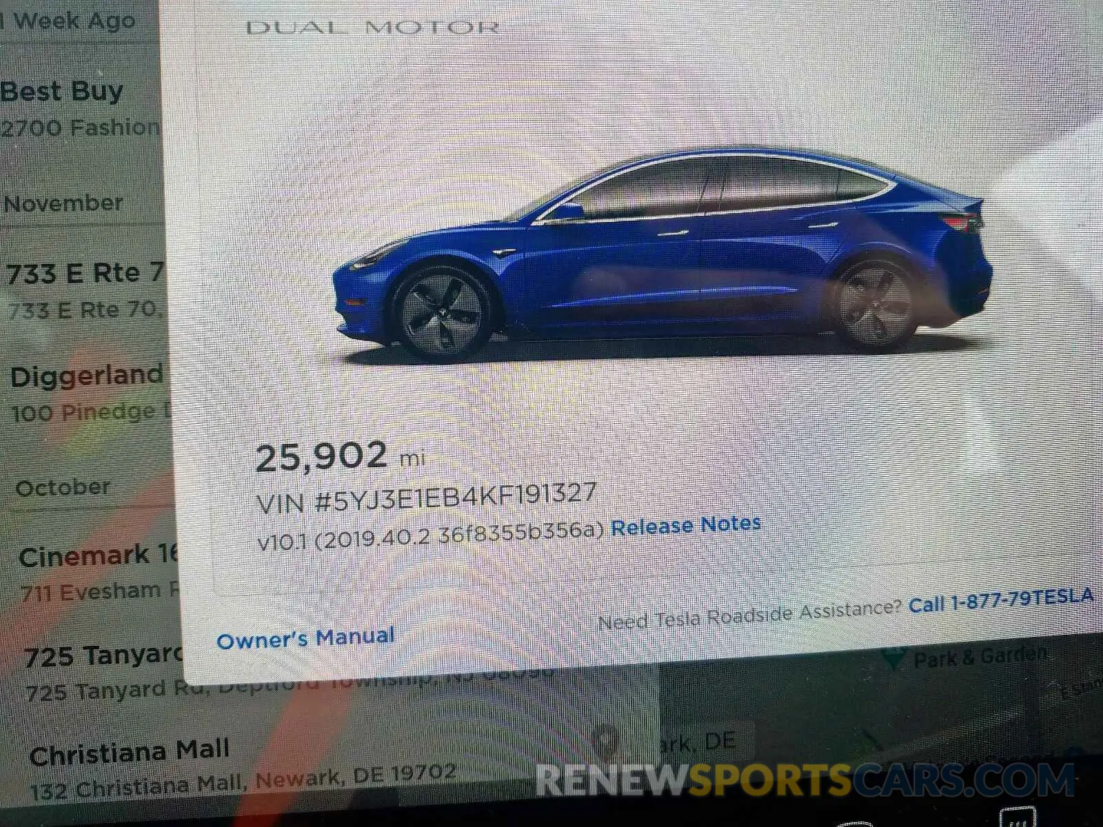8 fotografías del automóvil dañado 5YJ3E1EB4KF191327 TESLA MODEL 3 2019