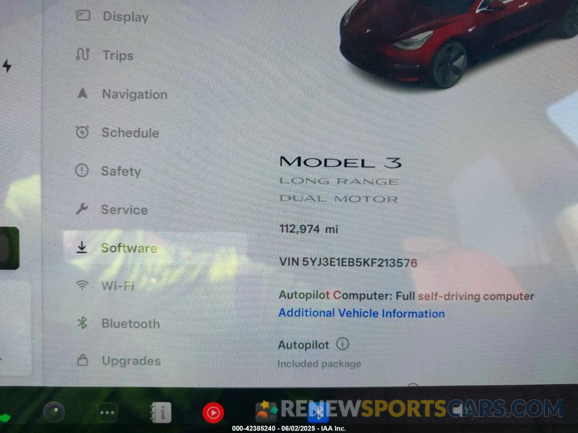 7 fotografías del automóvil dañado 5YJ3E1EB5KF213576 TESLA MODEL 3 2019
