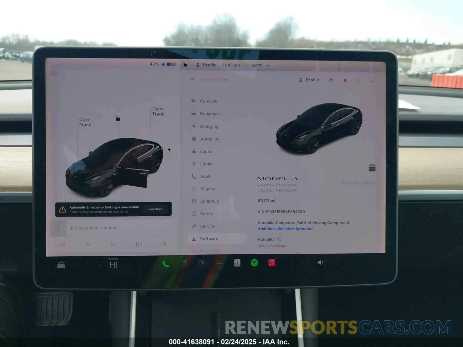 19 fotografías del automóvil dañado 5YJ3E1EB5KF384330 TESLA MODEL 3 2019
