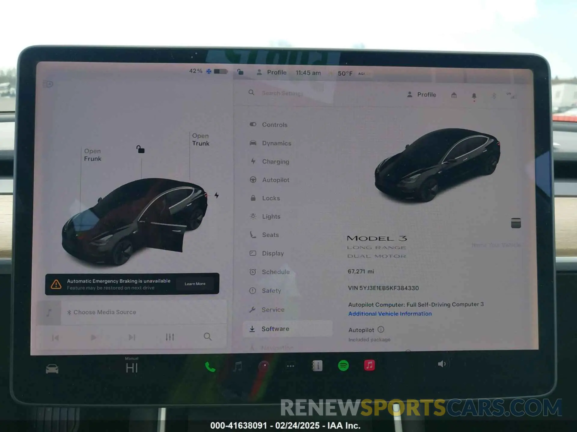 7 fotografías del automóvil dañado 5YJ3E1EB5KF384330 TESLA MODEL 3 2019