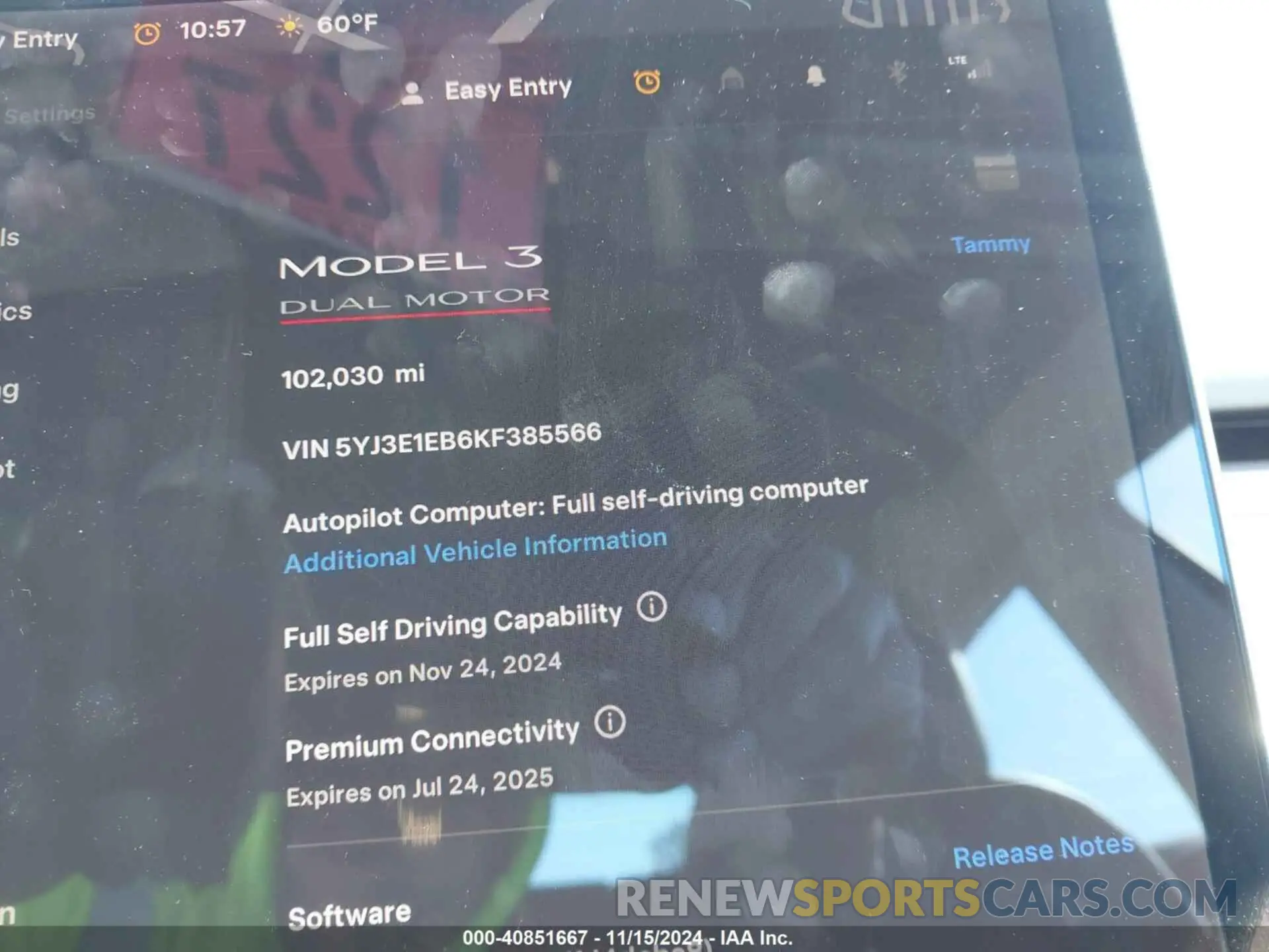 17 fotografías del automóvil dañado 5YJ3E1EB6KF385566 TESLA MODEL 3 2019