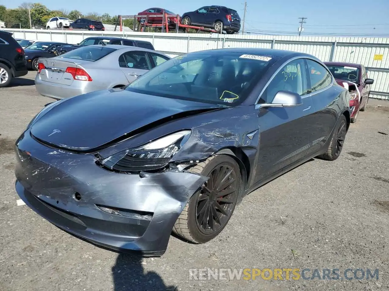 2 fotografías del automóvil dañado 5YJ3E1EB6KF392923 TESLA MODEL 3 2019