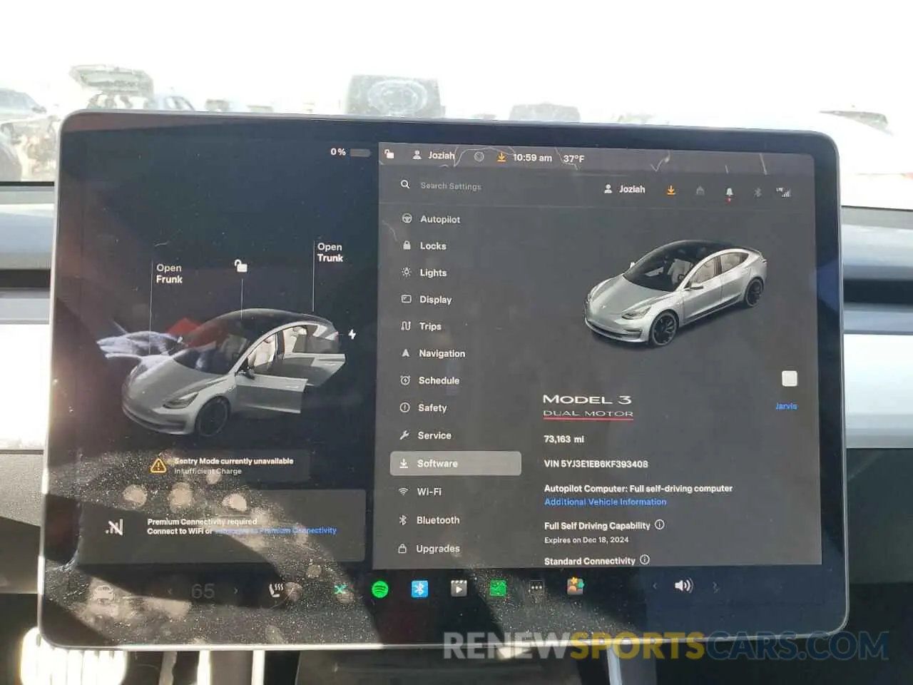 9 fotografías del automóvil dañado 5YJ3E1EB6KF393408 TESLA MODEL 3 2019