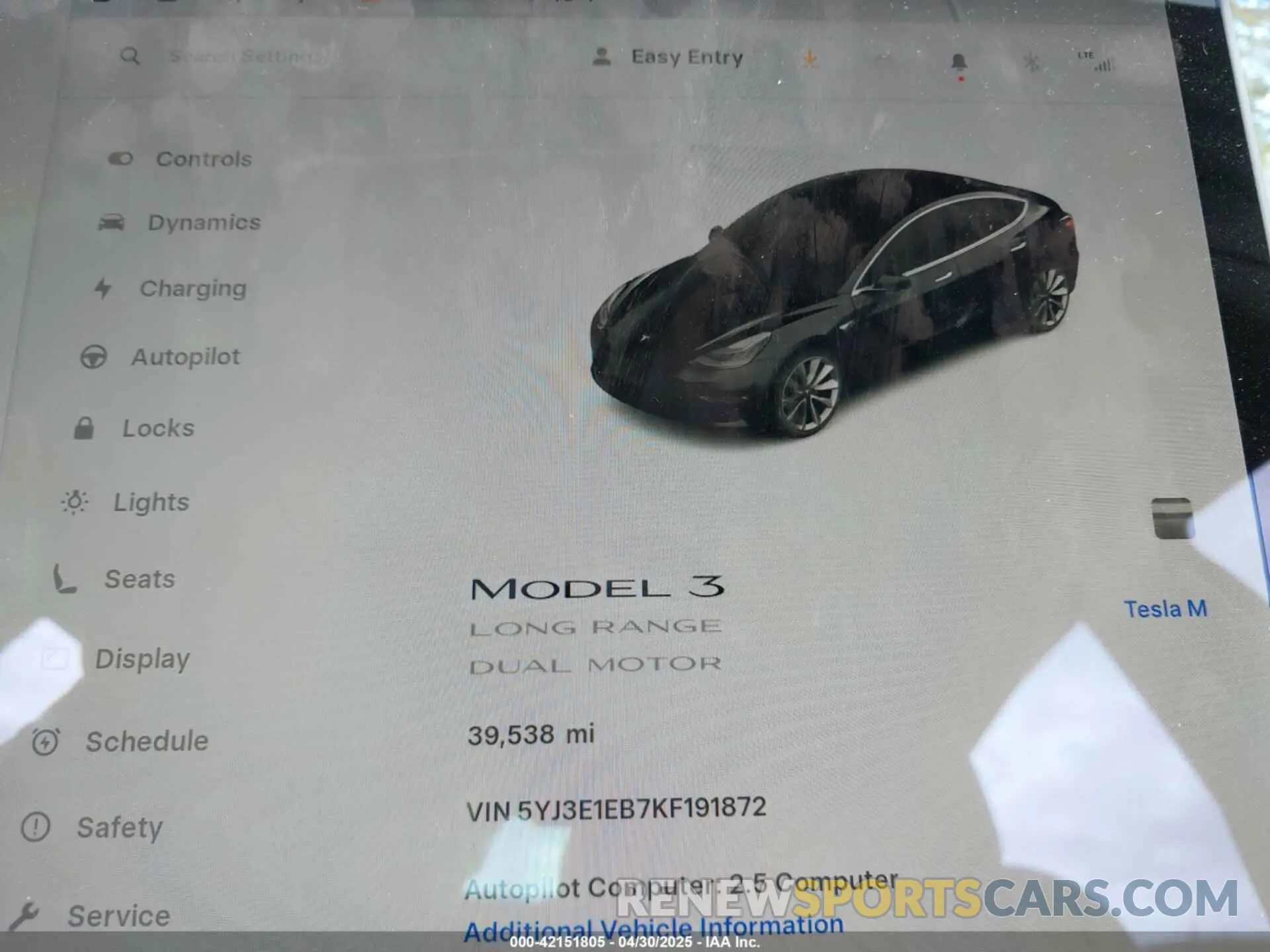 15 fotografías del automóvil dañado 5YJ3E1EB7KF191872 TESLA MODEL 3 2019