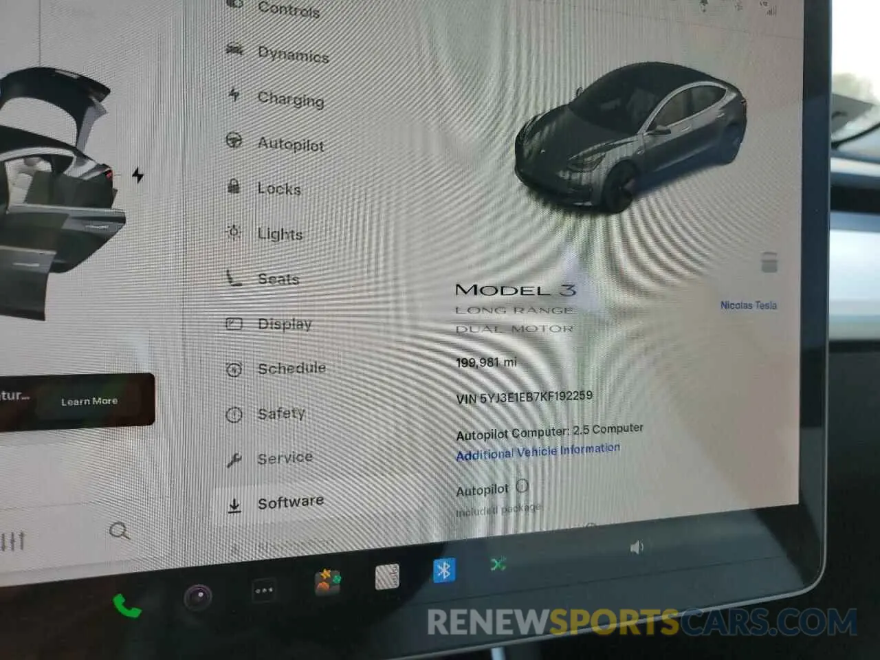 9 fotografías del automóvil dañado 5YJ3E1EB7KF192259 TESLA MODEL 3 2019