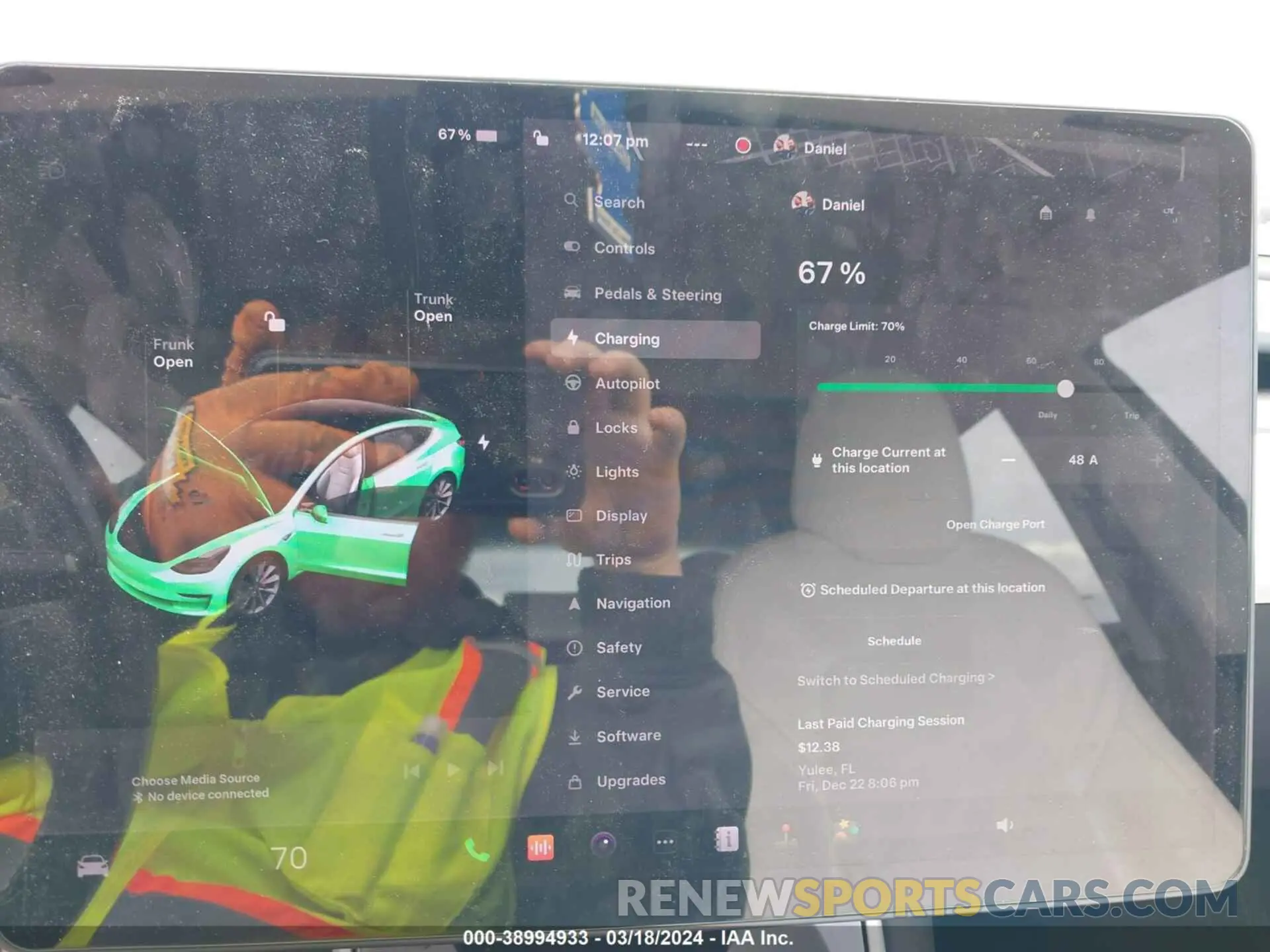 17 fotografías del automóvil dañado 5YJ3E1EB7KF214082 TESLA MODEL 3 2019