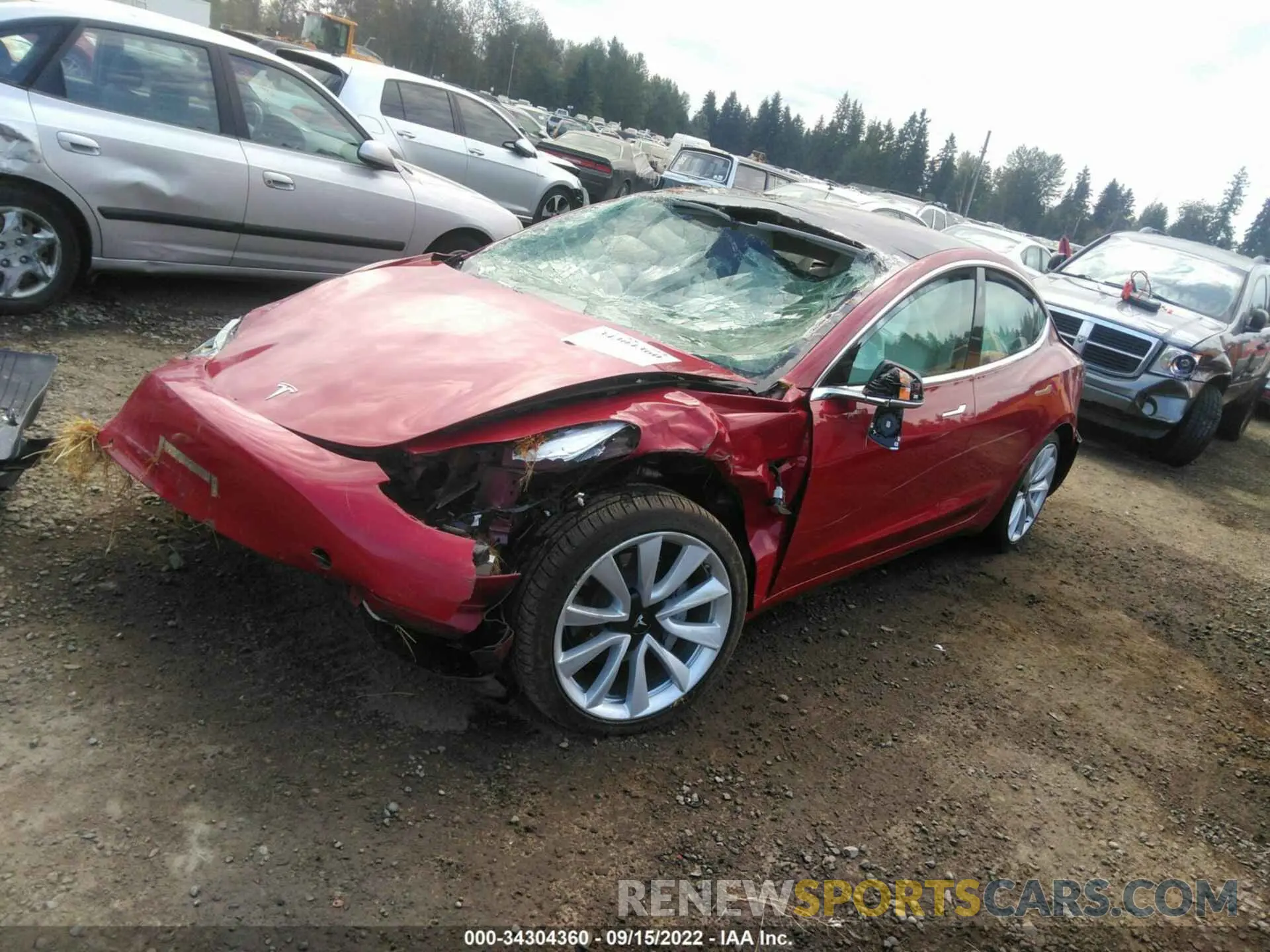 2 fotografías del automóvil dañado 5YJ3E1EB7KF450876 TESLA MODEL 3 2019