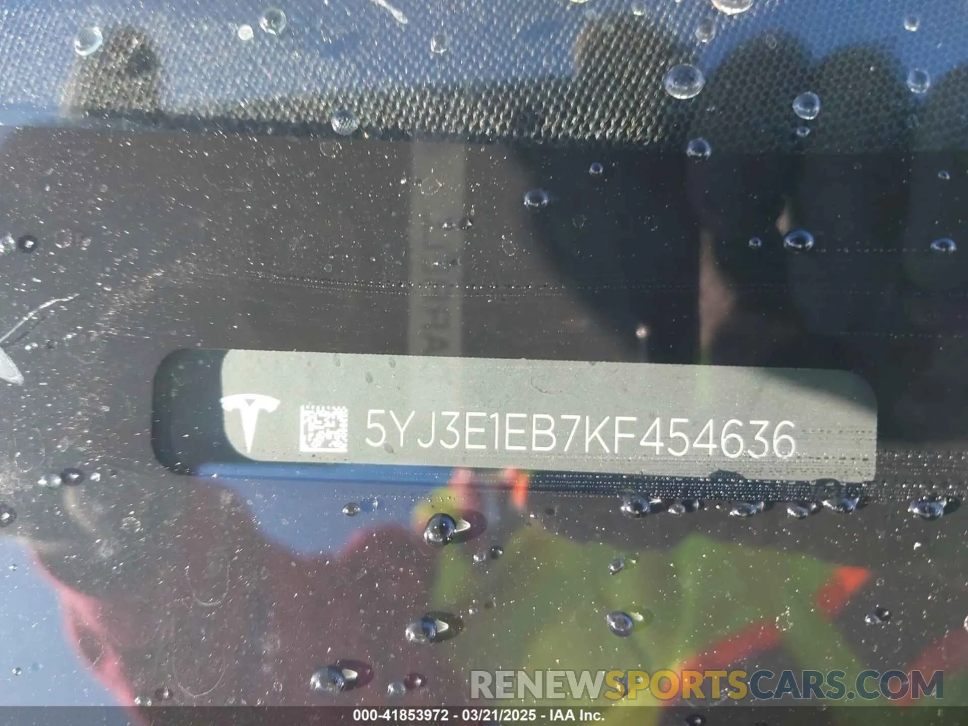 9 fotografías del automóvil dañado 5YJ3E1EB7KF454636 TESLA MODEL 3 2019