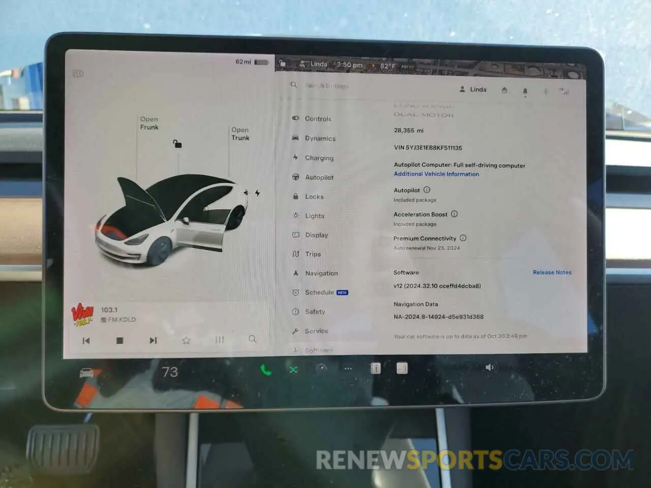 9 fotografías del automóvil dañado 5YJ3E1EB8KF511135 TESLA MODEL 3 2019