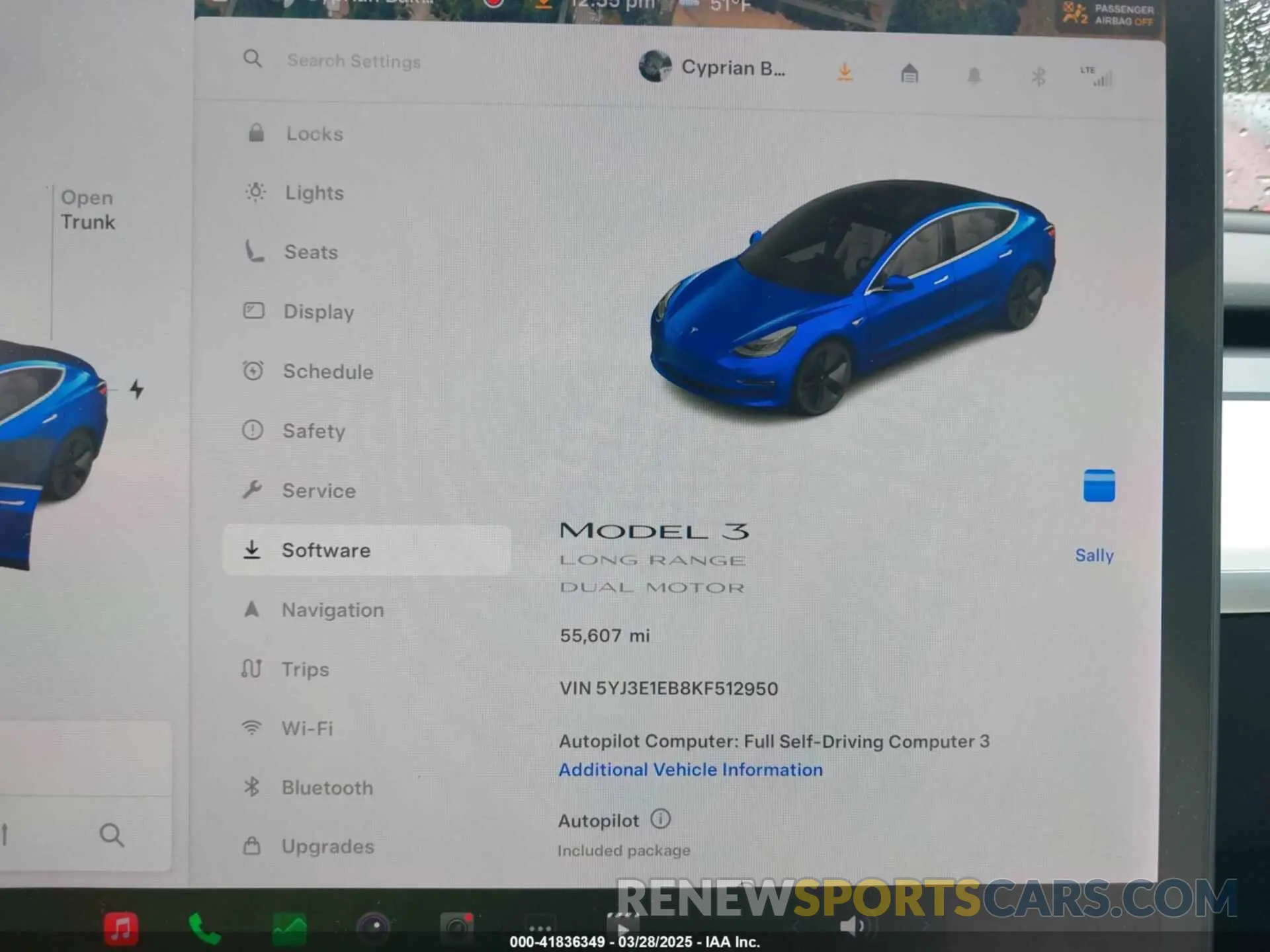 7 fotografías del automóvil dañado 5YJ3E1EB8KF512950 TESLA MODEL 3 2019