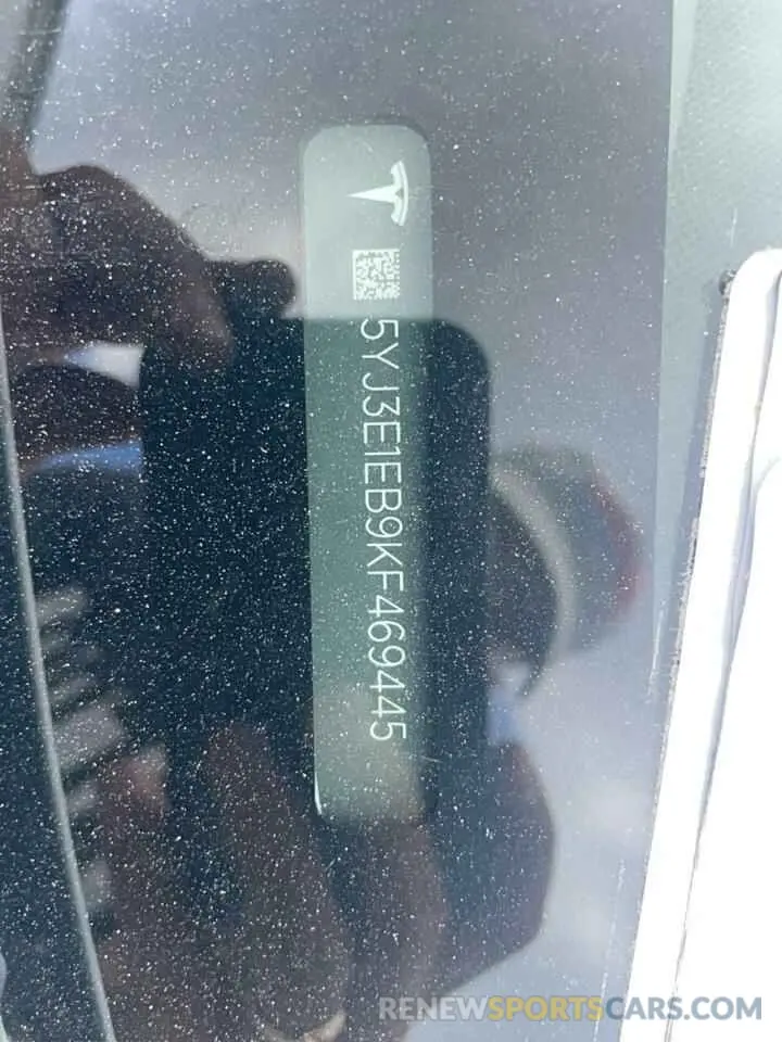 12 fotografías del automóvil dañado 5YJ3E1EB9KF469445 TESLA MODEL 3 2019