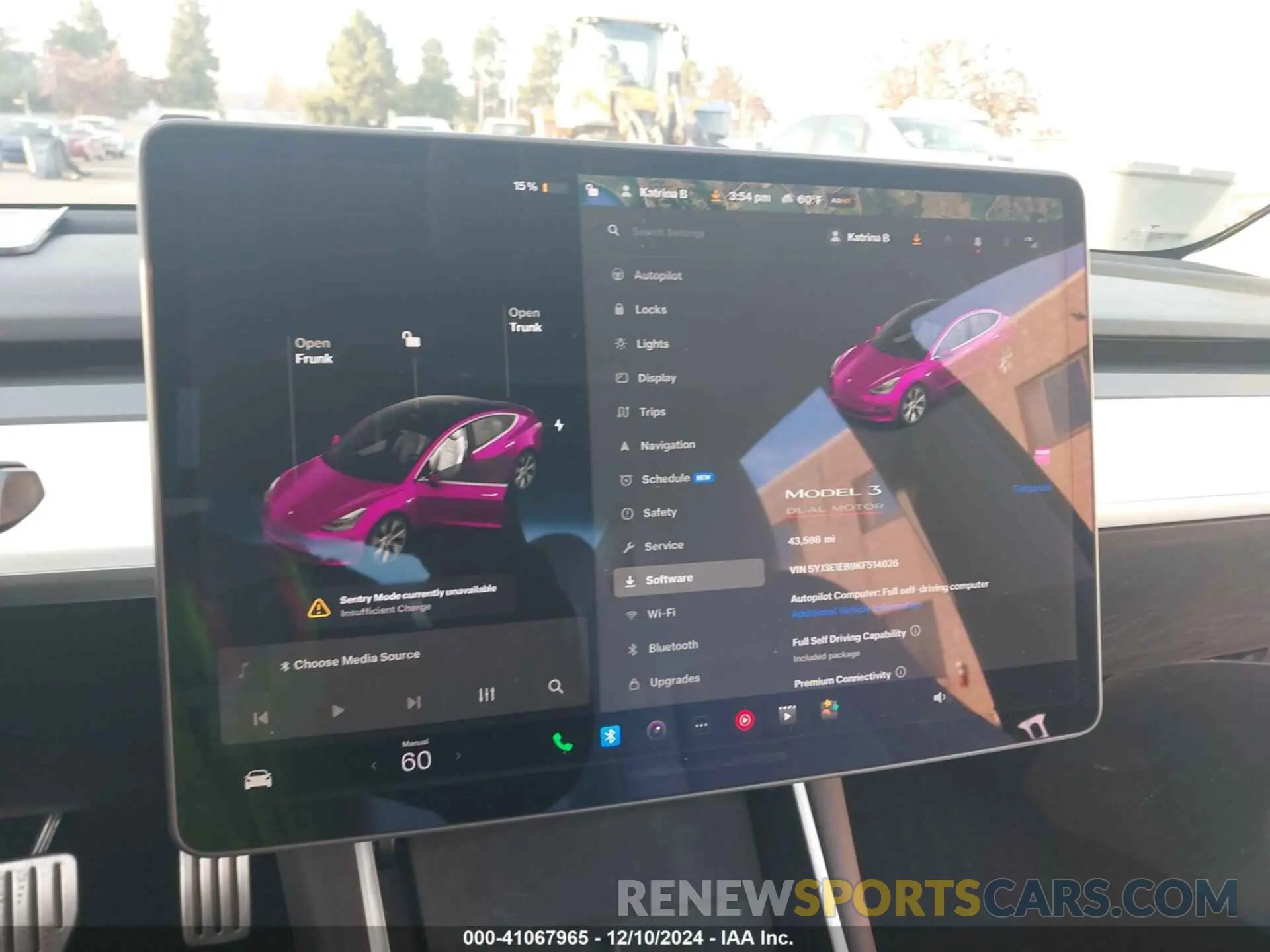 19 fotografías del automóvil dañado 5YJ3E1EB9KF514626 TESLA MODEL 3 2019